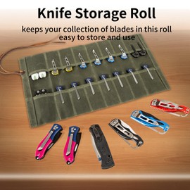 Pocket knife storage, Knife Display Bag, with 16 Slots Pocket Knives Folding Knife Holder Organizer, pocket knife roll Collection Protector Bag, Tactical Outdoor for EDC Mini Knife Bags (Army Green)