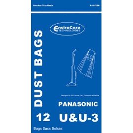 EnviroCare Replacement Vacuum Cleaner Dust Bags made to fit Panasonic Type U / U3 Uprights. 12 Pack