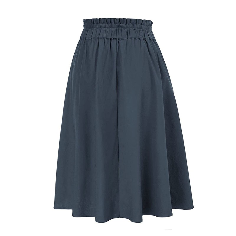Women Midi Skirts Elastic High Waist A Line Skirts with