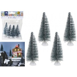 Pack of 4 Mini World Trees - Accessory for Mini Village Christmas Scene Set