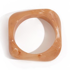 Joiigaem Chunky Acrylic Bangle Bracelet Cuff Colorful Irregular Large Resin Cute Candy Geometric Polygon Wide Transparent Wristbands Bracelets Statement Jewelry for Women (Milk tea color)