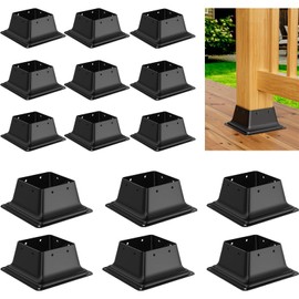 ORIGLE 4x4 Post Base 15Pcs, Internal 3.6"x3.6" Heavy Duty Powder-Coated Steel Post Bracket Fit for Standard Wood Post Anchor, Decking Post Base for Deck Porch Handrail Railing Support