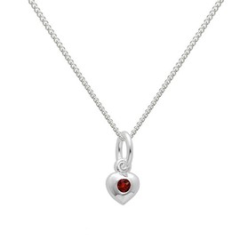 Sterling Silver & Garnet CZ January Birthstone Crystal Heart Necklace 16 – 55,8 cm