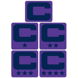 Purple Team Color C Captain Patch Style Vinyl Football Helmet Decal - Set of 5 Helmet Decals - Pick Your Color (Navy Blue)