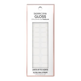 Dashing Diva Gloss Pedicure Nail Strips - Cream de Coco | UV Free, Chip Resistant, Long Lasting Gel Pedicure Stickers | Contains 22 Nail Wraps, 1 Prep Pad, 1 Nail File