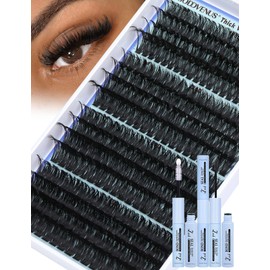 Goddvenus Cluster Lashes Kit Individual Eyelashes 100D 120D 150D 2000D Long and Thick D Curl Lash Clusters 300pcs 14mm-20mm Eyelash Clusters Fluffy Lashes Individual Cluster For DIY Lash Extension