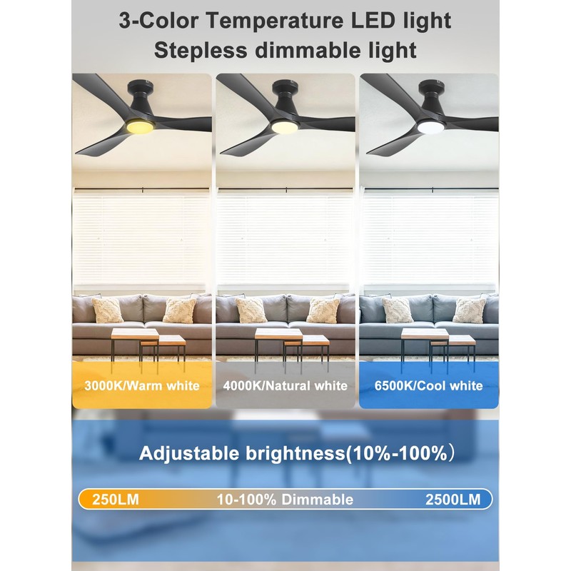 Depuley Ceiling Fans with Lights: 52-inch Smart Ceiling Fan with