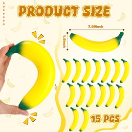 Kasyat 15 Pcs Banana Stress Toys Banana Stretchy Toys PU Relief Stress Balls Classroom Birthday Xmas Gifts Tiny Party Supplies for Relief Party Favors Bag Fillers(7.09 Inches)
