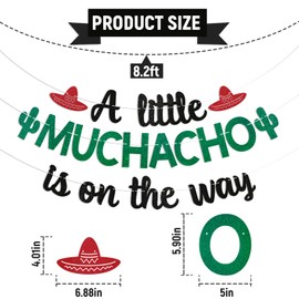 A Little Muchacho is on the Way Banner - Boy Fiesta Baby Shower Decor, Muchachito Baby, Mexican Fiesta Boys Cactus Taco Cinco De Mayo Baby Shower Decorations Black Green