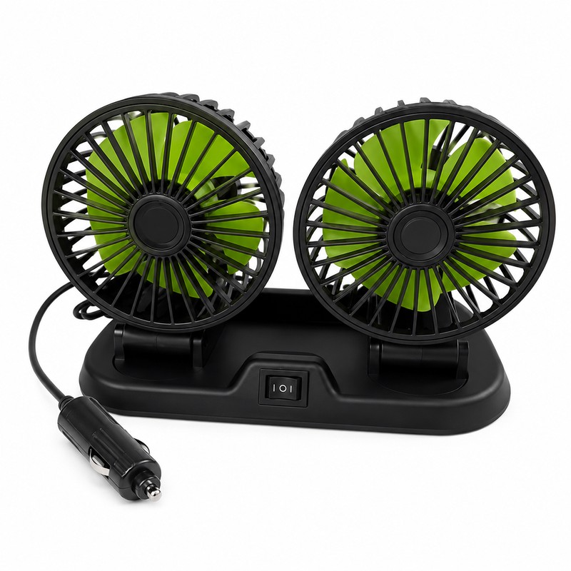 Dual-Head Car Cooling Fan – 2-Speed Adjustable USB Auto Air