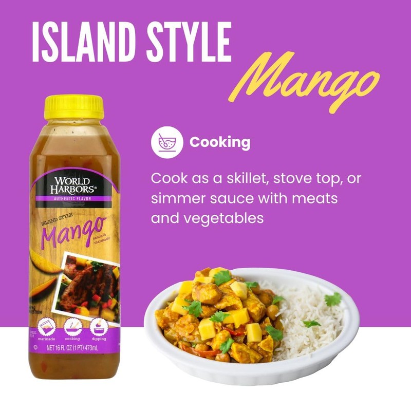 World Harbors Island Mango Sauce & Marinade - Low-Calorie, Sweet