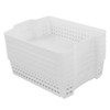 Saedy Stackable Plastic Storage Baskets, White Basket Tray, 6-Pack