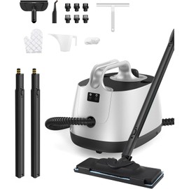 Steam Cleaner with 21 Accessories, 5 Minutes Fast Heating, Multipurpose Portable Canister Steamer for Floors, Carpet, Cars, Tiles, Grout Cleaning, Chemical-free, 1.5L Capacity