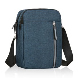 VIHARYEM Men's Shoulder Bag, Small Sling Crossbody Bag - Lightweight Nylon & Oxford Messenger Bag with Adjustable Strap & Zipper Pocket, Casual Chest Bag for Daily Use, Travel, Work (Black-Blue)