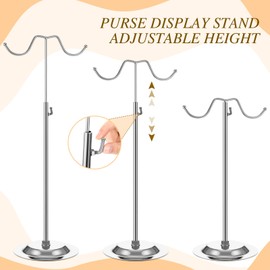 Weysat Purse Holder Stand Handbag Display Stand Purse Stands for Display Handbag Stand Metal Purse Holder Adjustable Double Hook Handbag Display Stand for Handbags Wig Hat Purses (Silver,10 Pcs)