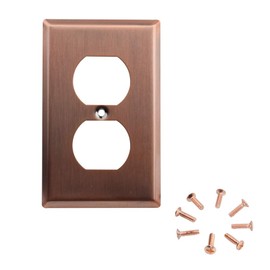 Akicon Copper Switch Plate 1-Gang Duplex Device Receptacle Wallplate, UL Listed, 3 PACK