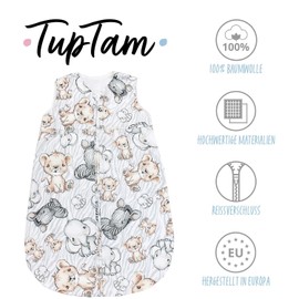 TupTam Baby Summer Sleeping Bag 0.5 Tog Made from Oeko-Tex Certified Materials, safari