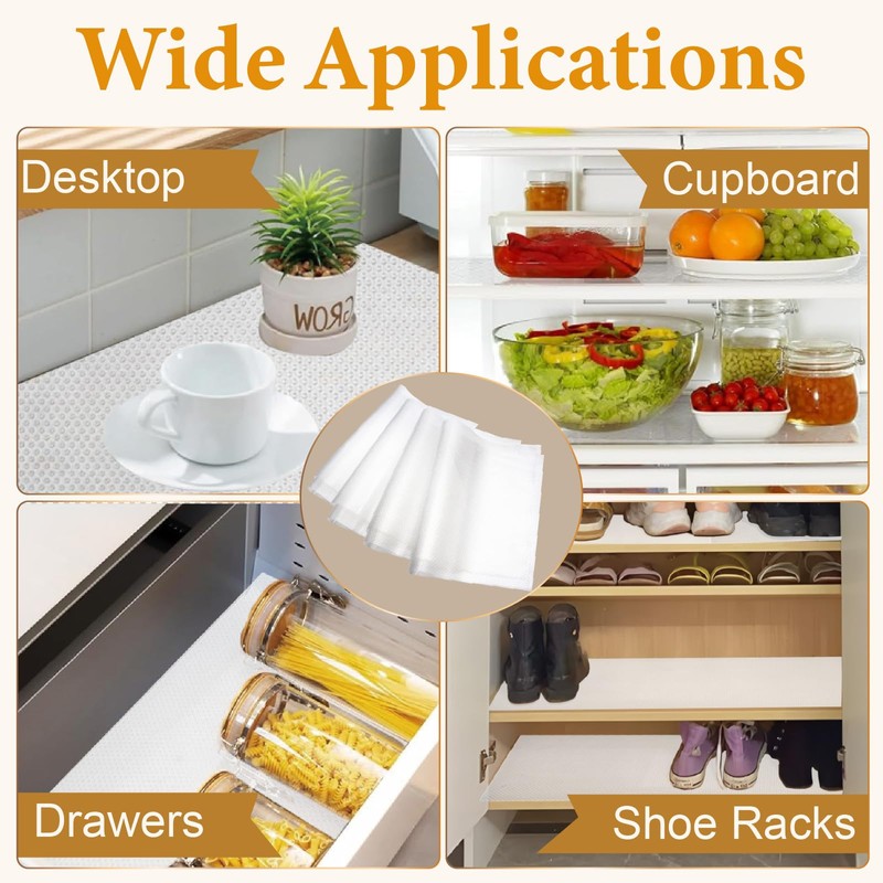 SHENSAIGO 8 PCS Fridge Liners, Waterproof Antibacterial Fridge Mats, Washable
