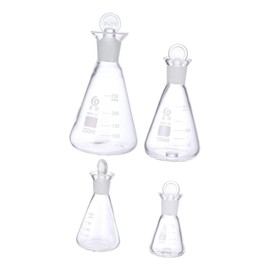 Hohopeti 4pcs Iodine Flask Lab Experiment Beaker Lab Volumetric Flasks Simple Experiment Chemistry Science Measuring Flask Graduated Flasks Sealing Liquid Storage High Borosilicate Glass