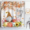 ZCHOMI Fall Gnome Pumpkin Shower Curtain Autumn Tree Maple Leaves Farmhouse Harvest Thanksgiving Bathroom Curtain Waterproof Polyester Fabric Bath Curtain 72 x 72 Inch with 12 Plastic Hooks