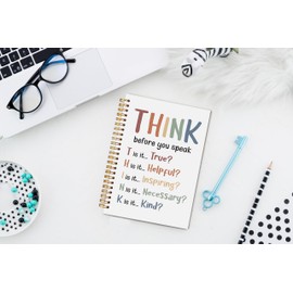 WNAGT Boho Mental Health Spiral Notebook 5.5x8.3, Mental Health Journal for Women, Think Before You Speak Educational Notebooks for Note Taking, Therapy Counselor Office Must Haves