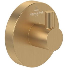 Villeroy & Boch Elements - Tender Towel Hook, Towel Rail for Wall Mounting, Wall Hooks Made of Zinc, Accessories Bathroom, Round Bathroom Hooks, 54 x 32 x 54 mm, Brushed Gold