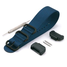 Vario Compatible with Casio G-Shock Military Dive Ballistic Nylon Navy Blue Premium Replacement Watch Band with Adapters and Spring Bars with Tool