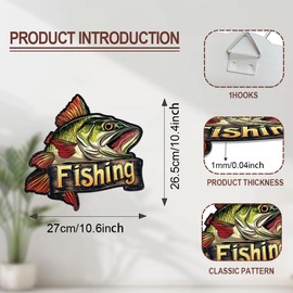 WADORN Metal Sign "Bass Fishing" Vintage Wall Decoration Poster with Fishing Motif Made of Iron Rustic Vintage Poster for Hanging Wall Signs Decoration for the Porch of the Farmhouse 27 x 26.5 cm