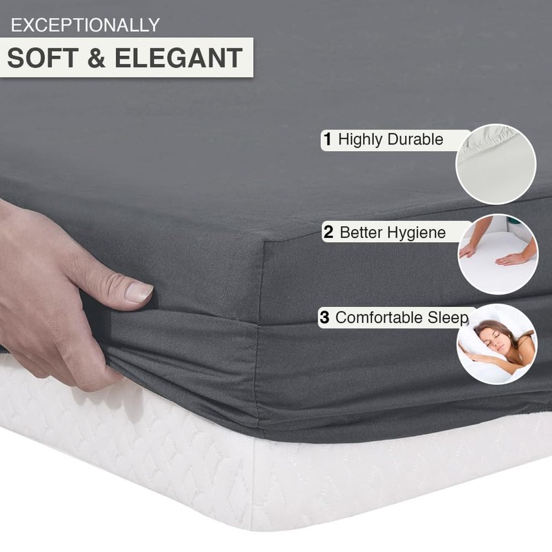 Comfortz Bedding Fitted Sheet King - Deep Pocket Soft Brushed