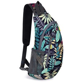 G4Free Sling Bags Men and Women Shoulder Backpack Small Crossbody Chest Sling Backpack (Blue Leaf)