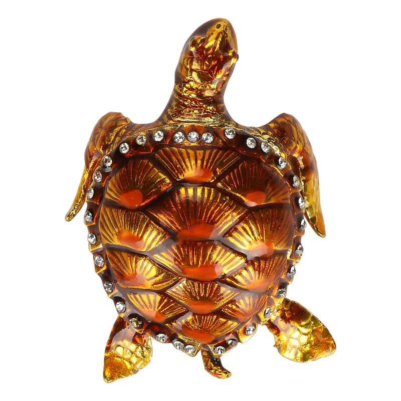 Tortoise Figurine Electroplated Turtle Jewelry Trinket Storage Box Ornament with