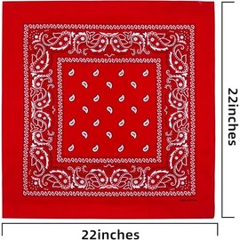 Juoar 22"X22" 100% Cotton Paisley Printed Bandanas Large Thick Scarfs Fashion Headwear for Men and Women (1, Red)