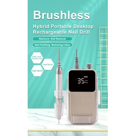 Nail Drill Machine - Finger and Toe Nail Care - Manicure and Pedicure Set -GLHDDL Portable Professional Nail Drill - with Drill Kit - for Nail Salon Home (Brushless Motors, White)