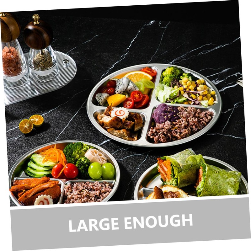 Ciieeo Stainless Steel Divided Plate Portion Control Plate for Adults