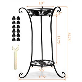 Yesland 2 Pcs Metal Plant Stand Indoor Outdoor, 2 Tier Black Iron Flower Plant Stand 26 Inches Detachable Tall Modern Plant Shelf Holder for Corner, Patio, Living Room, Garden