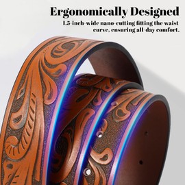 SANSTHS - Cinturones de vaquero para hombre, Hebilla de toro café/dorado, 43"-46" Wasit Adjustable