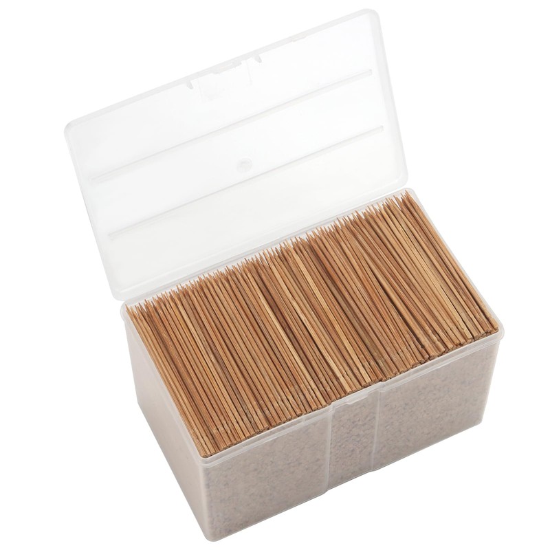 DAKFOOK 2 Boxes Bamboo Toothpicks, 7200 Pcs Single Sided Tips