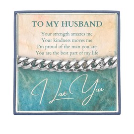 Men's Stainless Steel Link Bracelet Adjustable Sizing Son Husband Dad Boyfriend Gift Box (To My Husband Silver)