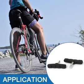 A ABSOPRO Bike Brake Pad Rubber & Metal Black Silver Tone (Set of 2)