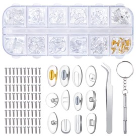 Brillen Nasenpads Brillen Reparatur Set mit 80 Schrauben Pinzette Kleiner Schraubendreher fÃ¼r Brillen Lesebrillen 12 Stile 60 Paar