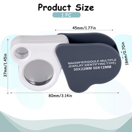 JIYIN 30X 50X Jewelers Loupe Magnifier Glasses, Pocket Foldable Jewelry Loop Magnification for Coin Diamonds Gems Jewelry Stamps Close Work