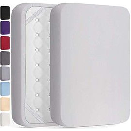 DREAMCARE Extra Deep Pocket Fitted Sheet Deep Pocket Fitted Sheet Only - Up to 21 Inch Mattress Sheet King Size Fitted Sheet, Light Gray