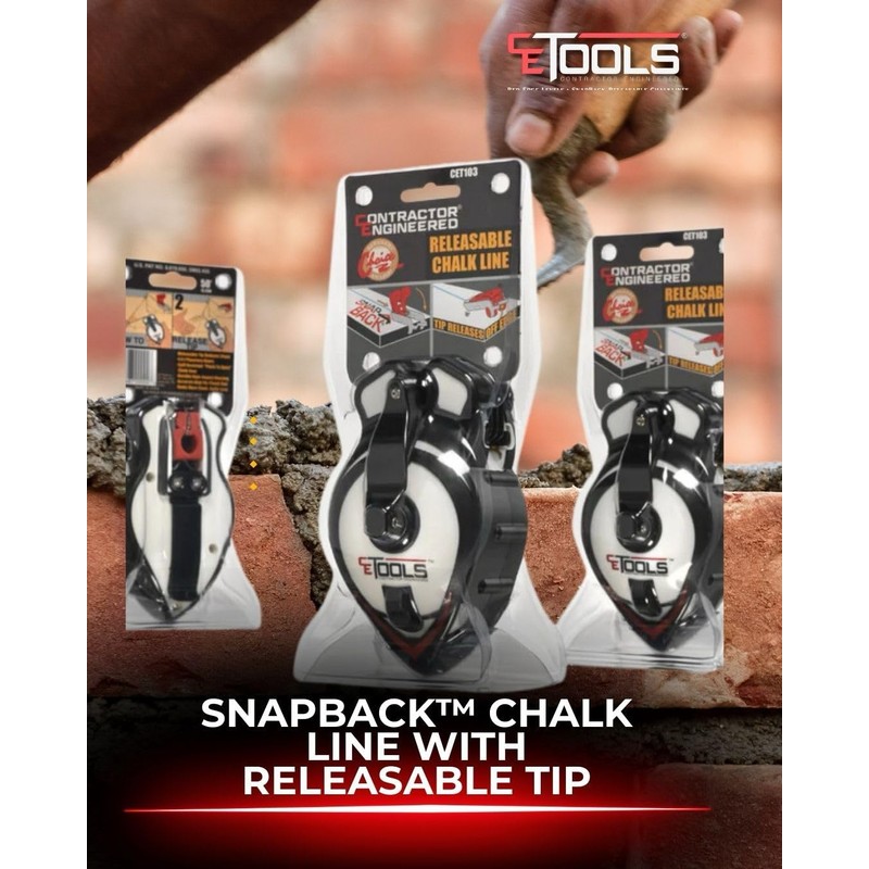 CE TOOLS SnapBack® Chalk Line with Releasable Tip
