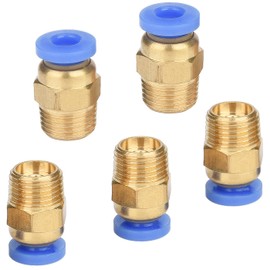 Push-Fit Connector, Quick Connector, Pack of 5 Pneumatic Screw Connection (G1/8 Inch x 6 mm)