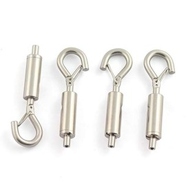 PZRT 4pcs Hook & Eye Turnbuckle Tension with Safety Buckle for 1~1.5mm Stainless Steel Cable Guide Wire Rope
