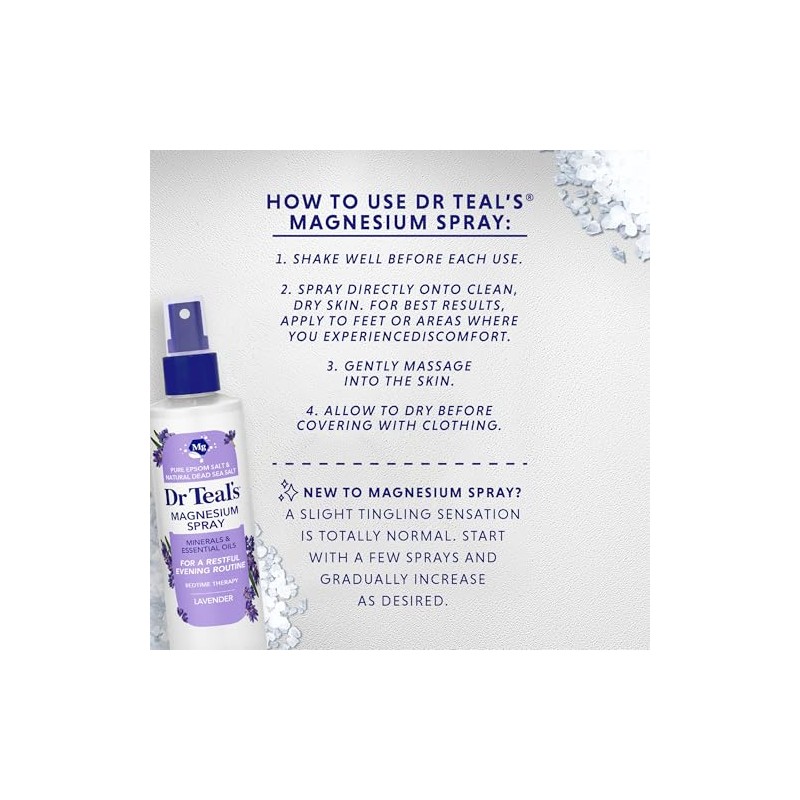 Dr Teal's Magnesium Lavender Spray with Natural Dead Sea Salt,