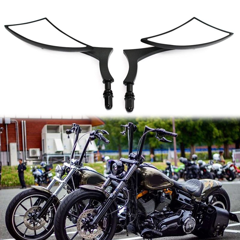 Rich Choices Black Motorcycle Handlebar Side Mirrors Rearview Blade Compatible