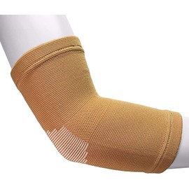 Elastic Elbow Support - For Compression, Rugby, Arthritis, Tendinitis, Tennis/Golfers Brace, Cricket, Weight Lifting, Softball - Full Arm Bandage Sleeve (Beige)