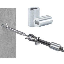 HOME MASTER HARDWARE 1/8" Aluminum Crimping Loop Sleeve 100 Pcs,Double Barrel Ferrule for Wire Rope and Cable Line End