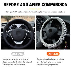 Bittwee Elastic Stretch Car Steering Wheel Cover, Breathable Ice Silk Steering Wheel Protetcor, Soft Anti-Slip Cool in Summer, Auto Decoration Accessories Universal for Most Cars, SUVs, RVs（Gray）